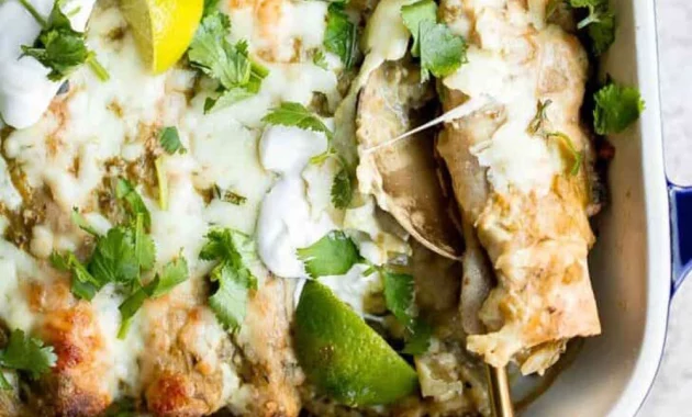 Salsa Verde Green Chicken Enchiladas